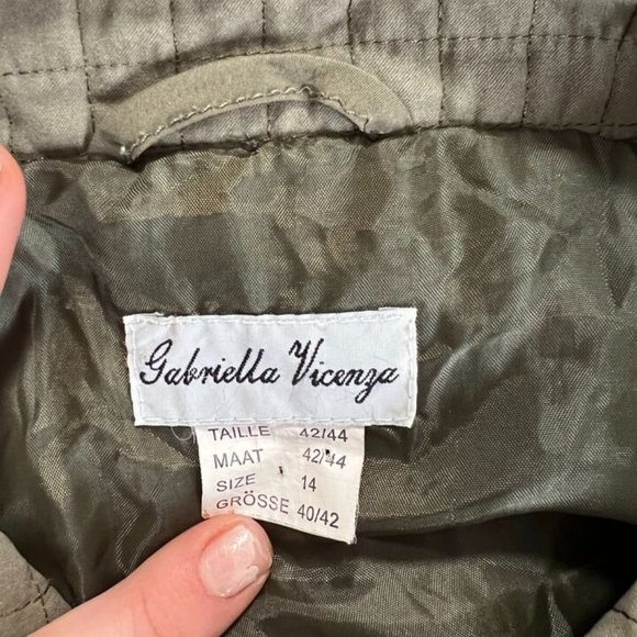Gabriella Vicenza (Italy) Quilted Collar Military Jacket Army (Pas De Calais) LG - Picture 6 of 7